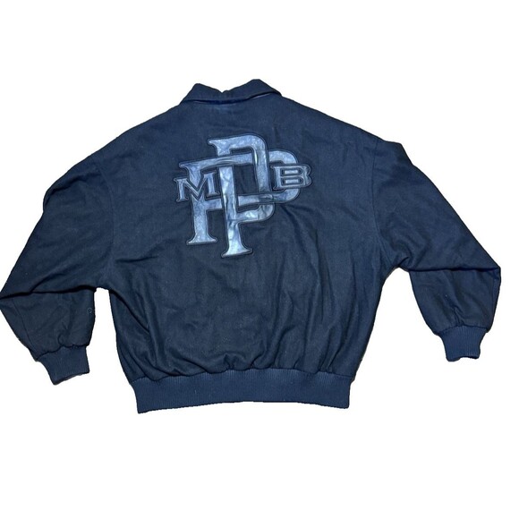 Vintage Pelle Pelle MB Emblem Black Wool Varsity Jacket Hip Hop 2XL GUC